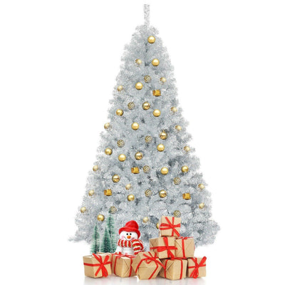 MISTLETOE Unlit Artificial Silver Tinsel Christmas Tree - Avionnti