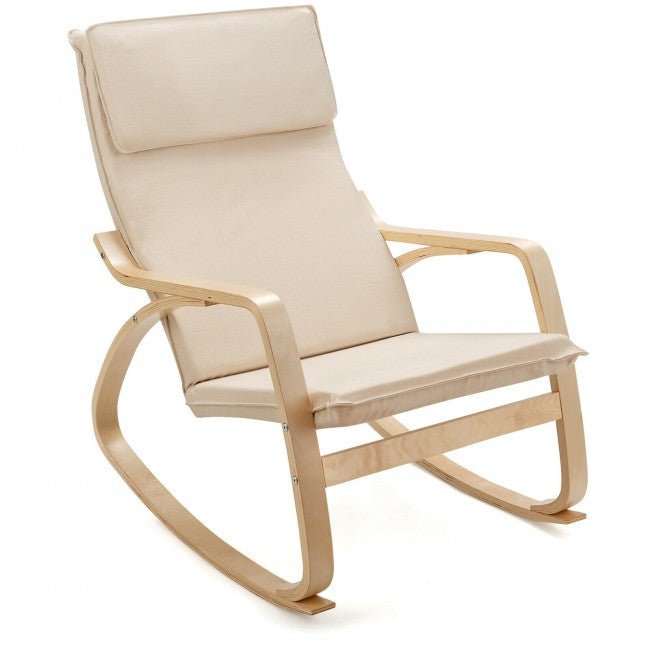 Modern Fabric Rocking Chair Bentwood Nursing Lounge Chair - Avionnti