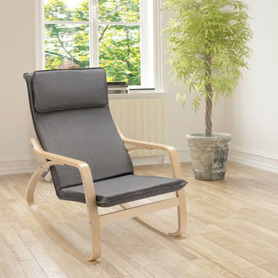 Modern Fabric Rocking Chair Bentwood Nursing Lounge Chair - Avionnti