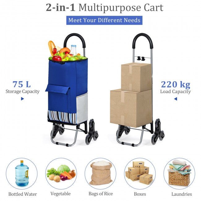 Multipurpose Foldable Shopping Trolley Cart with Climber Wheels - Avionnti