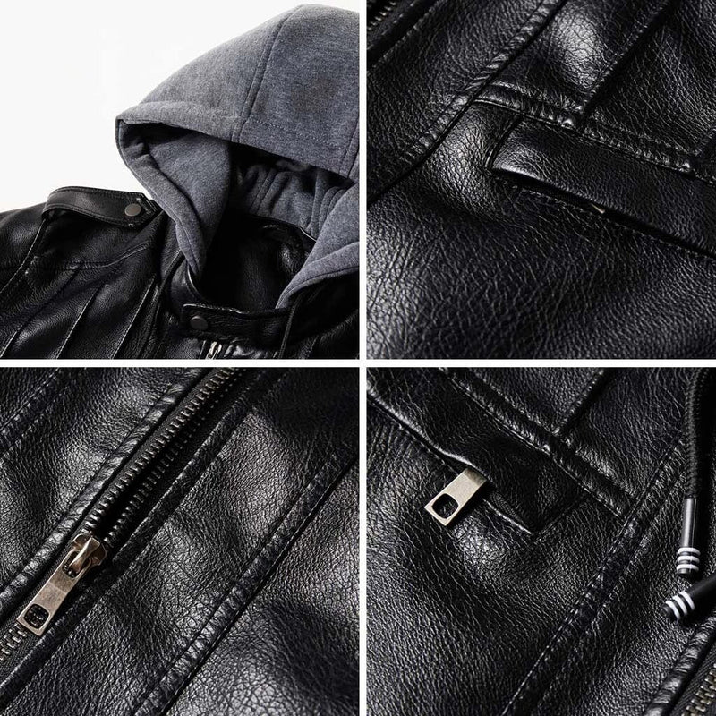 Outlaw Bikers Hooded Leather Jacket For Men - Avionnti