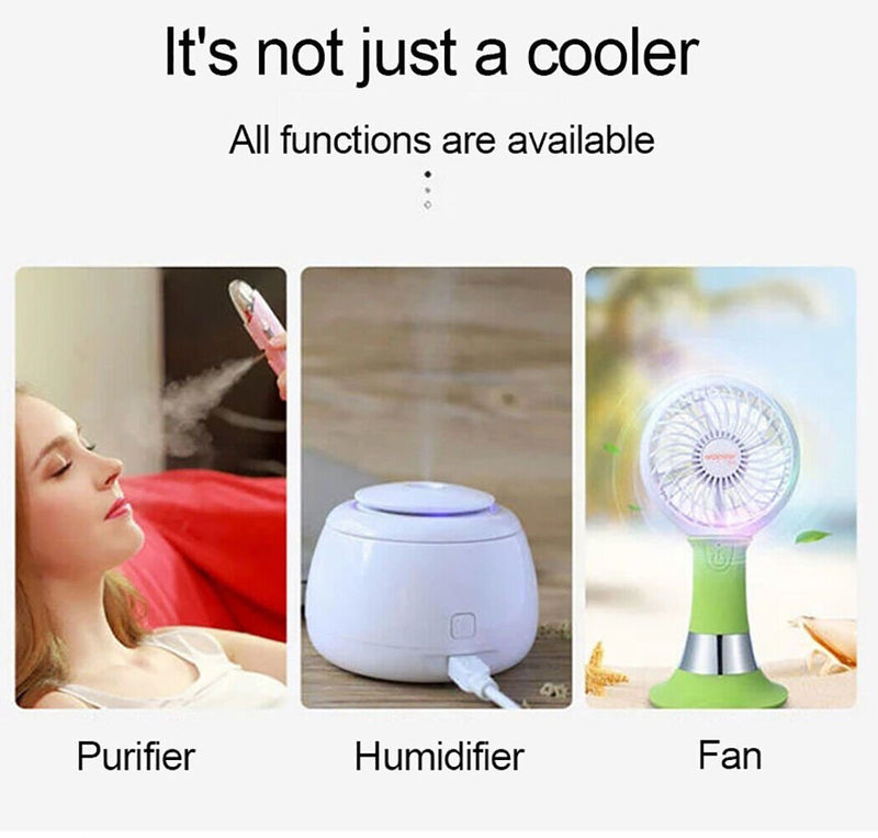 Portable 3-In-1 Mini Air Conditioner USB Humidifier Cooler With Handle - Avionnti
