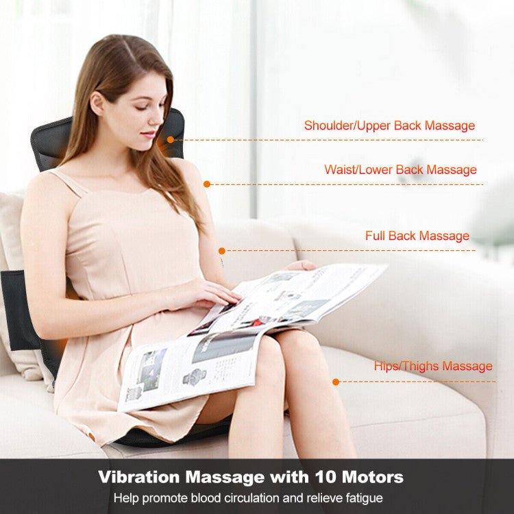 Portable Full Body Folding Massage Chair Pad With 10 Vibration Motors - Avionnti