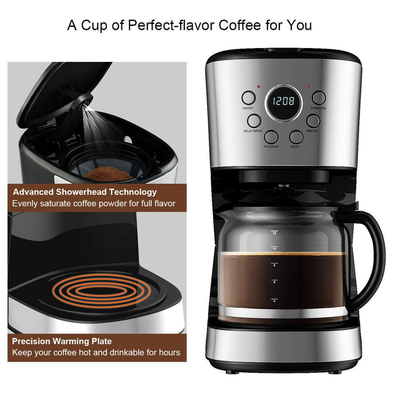 PREMIER 12-Cup LCD Display Coffee Maker Brew Machine - Avionnti