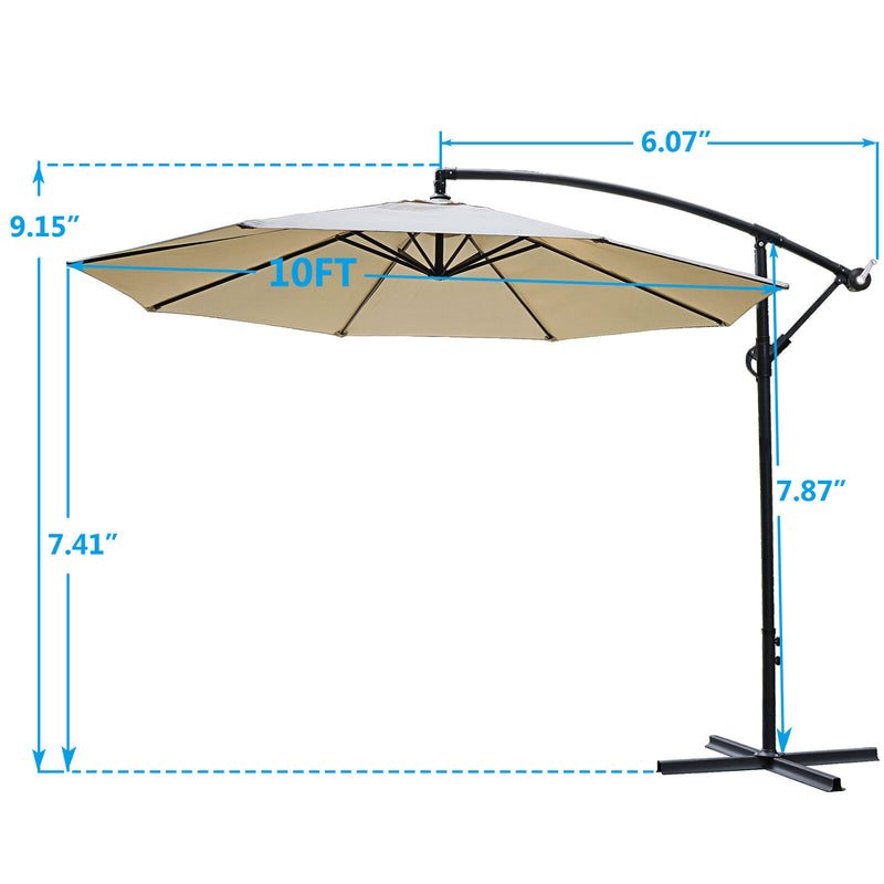 Premium 10ft Large Offset Outdoor Patio Cantilever Umbrella - White Pool Umbrella