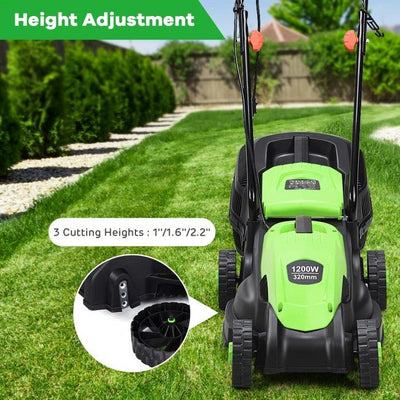 Premium 14-Inch Electric Push Lawn Mower with 30L Grass Bag - Avionnti