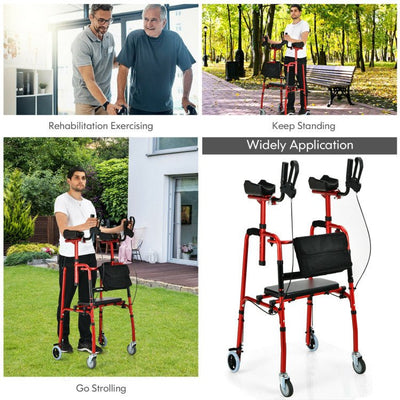 Premium 2-In-1 Folding Auxiliary Walker Rollator With Brakes And Seat - Avionnti