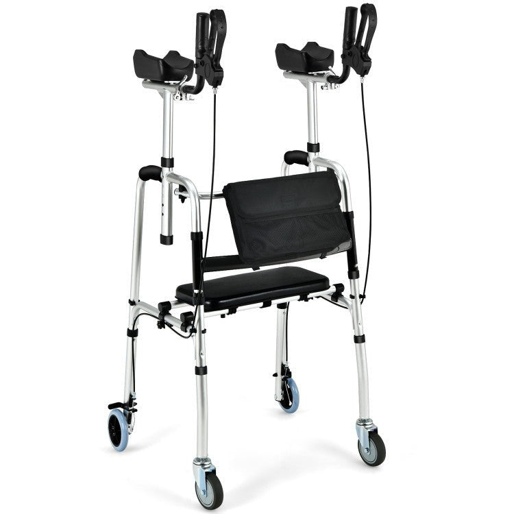 Premium 2-In-1 Folding Auxiliary Walker Rollator With Brakes And Seat - Avionnti