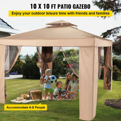 Premium 2-Tier Patio Gazebo Canopy Tent With Netting And Lights - Avionnti
