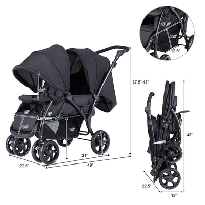 Premium 2022 Foldable Twins Baby Double Stroller with 360 Wheels - Avionnti