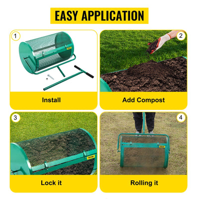Premium 24 Inch Compost & Peat Moss Spreader Iron Lawn Garden Spreader - Avionnti