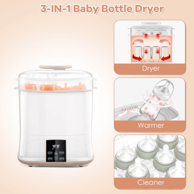 Premium 3-In-1 Baby Bottle Steam Sterilizer And Dryer With LED Monitor - Avionnti