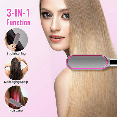Premium 3-In-1 Hair Straightener Ionic Hot Air Brush With 360 Cord - Avionnti