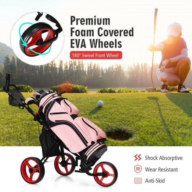 PREMIUM 3-Wheel Golf Push Cart W/ Seat Scoreboard & Adjustable Handle - Avionnti
