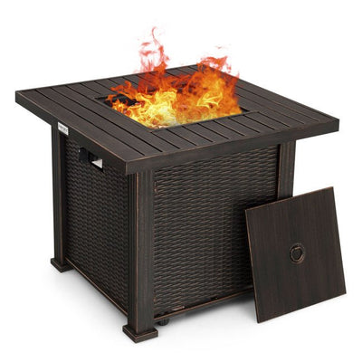 Premium 30 Inch 50000 BTU Propane Gas Fire Pit Dining Table With Cover - Avionnti