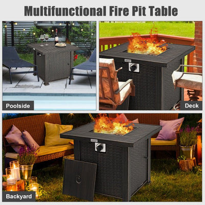 Premium 30 Inch 50000 BTU Propane Gas Fire Pit Dining Table With Cover - Avionnti