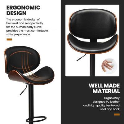 Premium 360 Swivel Leather Adjustable Bar Stools Set With Backrest - Avionnti