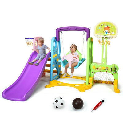 Premium 6-In-1 Toddler Slide And Swing Playsets For Indoor Outdoor - Avionnti