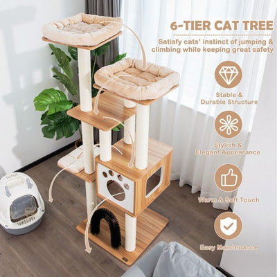 Premium 6-Level Indoor Cat Tree Tower With Platform Scratching Posts - Avionnti
