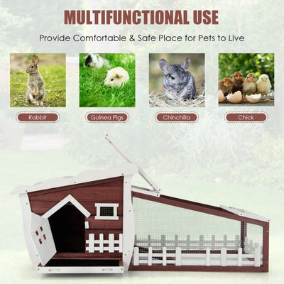Premium 62 Inch Wooden Rabbit Bunny Hutch Cage With Pull Out Tray - Avionnti