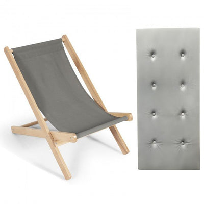 Premium Adjustable & Foldable Wood Beach Sling Chair W/ Cushion - Avionnti