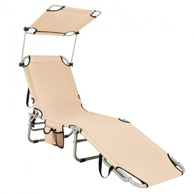 Premium Adjustable Outdoor Recliner Beach Lounge Chair W/ Canopy Shade - Avionnti