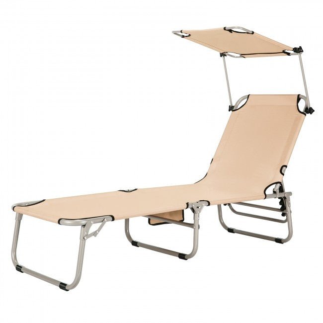 Premium Adjustable Outdoor Recliner Beach Lounge Chair W/ Canopy Shade - Avionnti