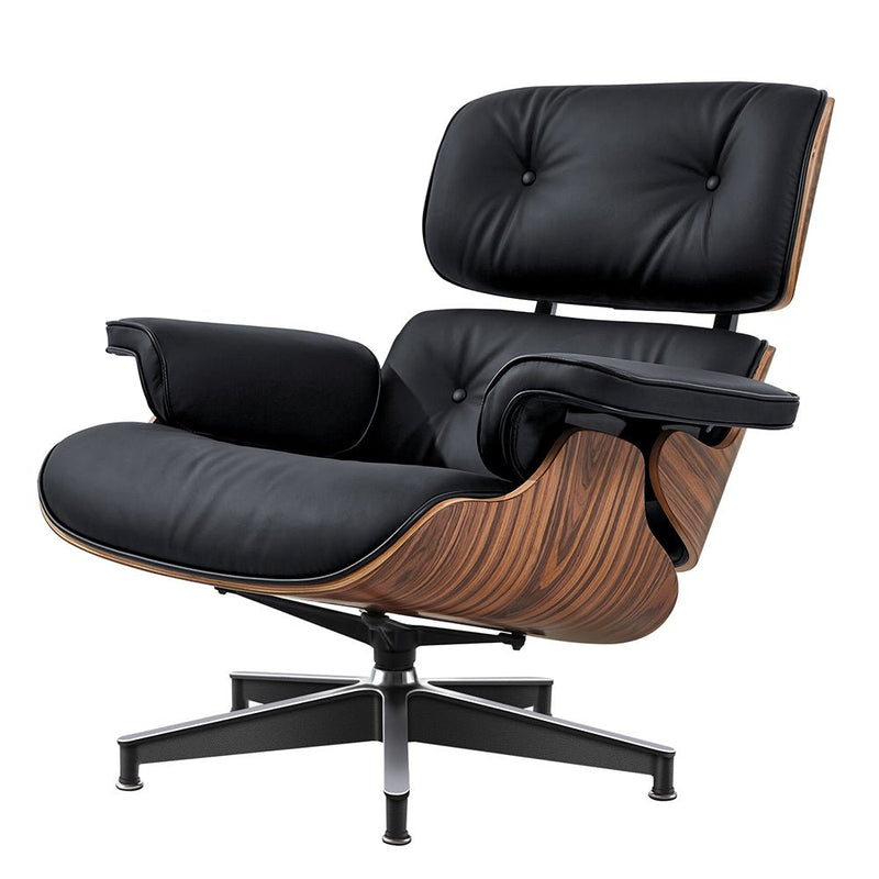 Premium Aniline Leather Plywood Swivel Lounge Chair With Ottoman - Avionnti