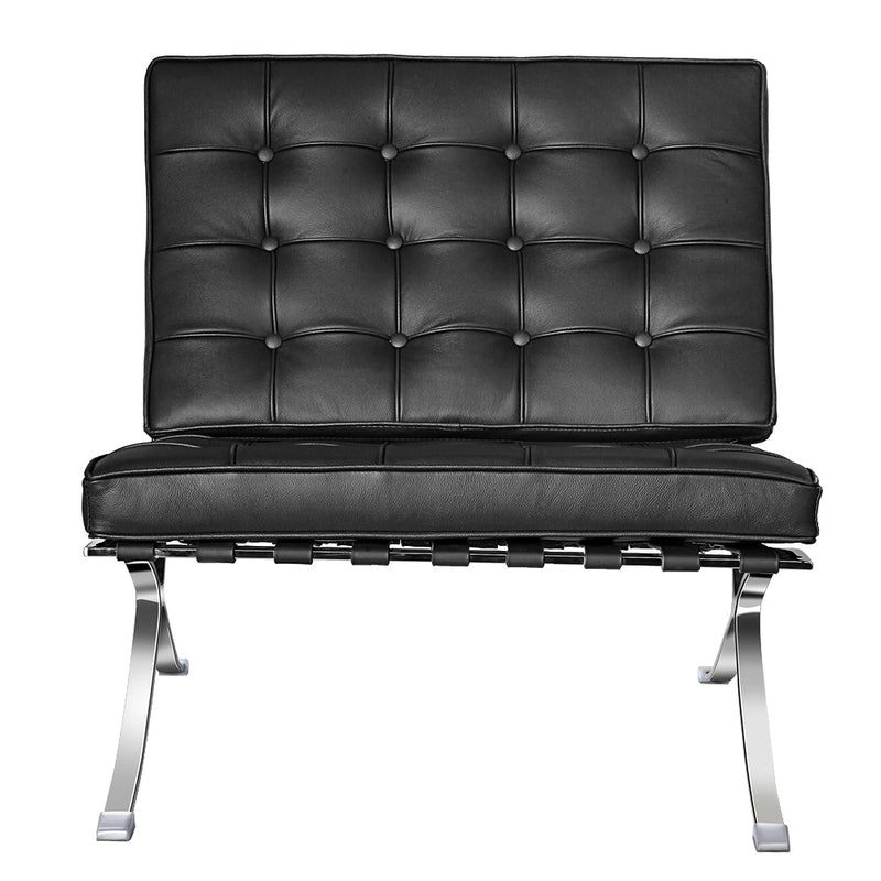 Premium Barcelona Genuine Leather Lounge Chair With Steel Frame - Avionnti
