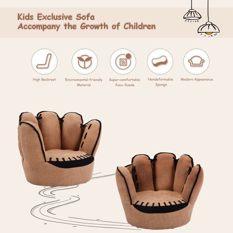 Premium Baseball Glove Shaped Kids Comfy Sofa Couch With Antiskid Pads - Avionnti
