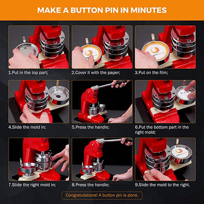 Premium Button Maker Machine 25mm Badge Maker W/ 500 Sets Button Parts - Avionnti