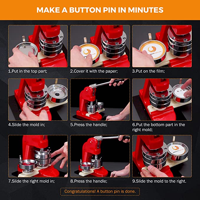 Premium Button Maker Machine 25mm Badge Maker W/ 500 Sets Button Parts - Avionnti