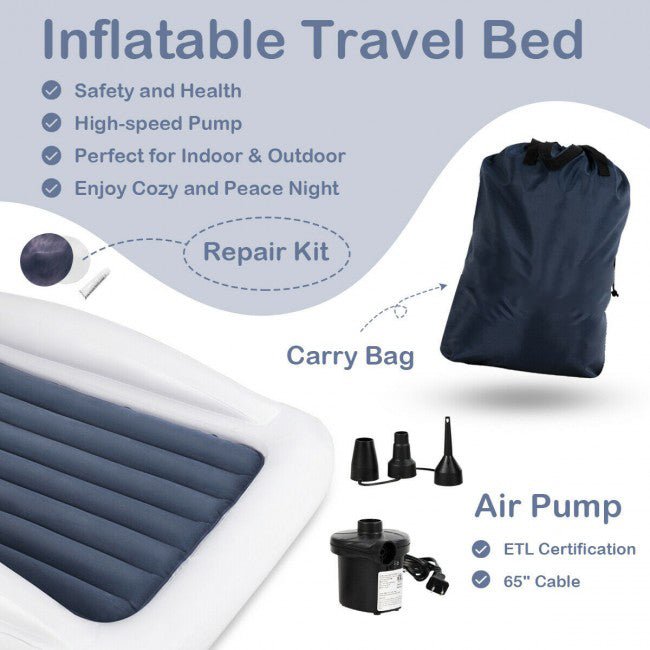 Premium Comfort Inflatable Toddler Travel Bed with Safety Bumpers - Avionnti