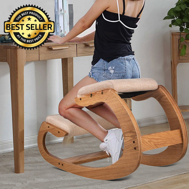 Premium Ergonomic Kneeling Chair Wooden Kneeling Rocking Chair Stool - Avionnti