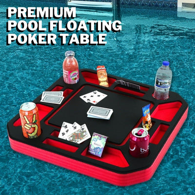 Premium Floating Pool Poker Game Table With Drink Holder And Cards - Avionnti