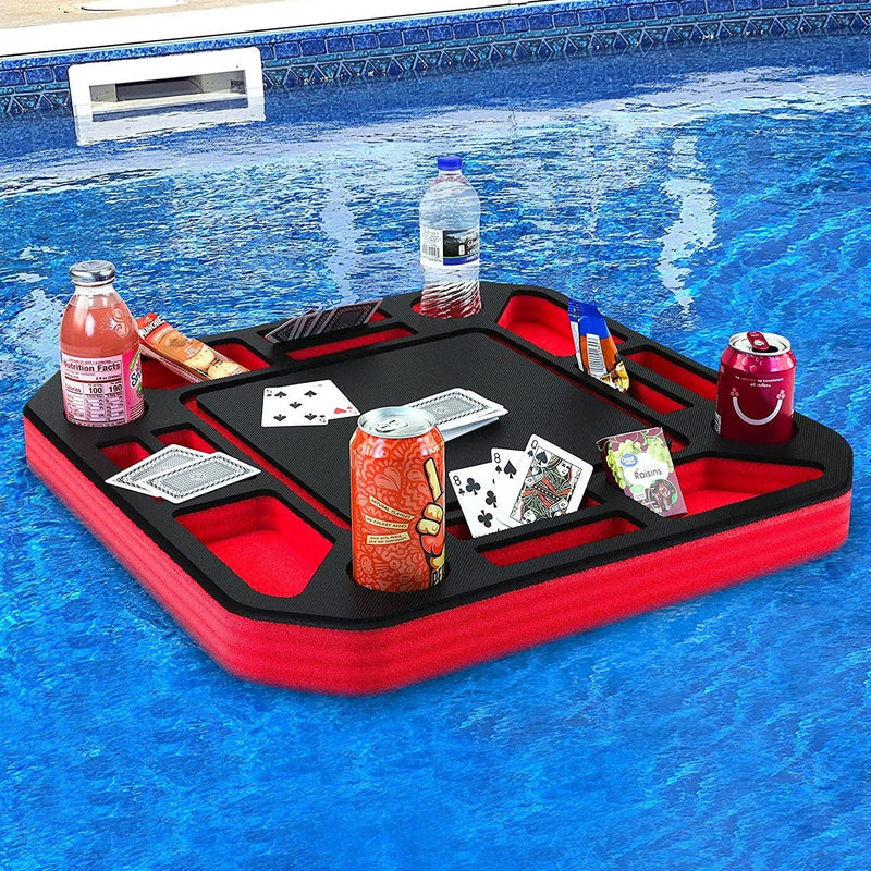 Premium Floating Pool Poker Game Table With Drink Holder And Cards - Avionnti