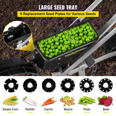 Premium Garden Seeder Row Seed Planter W/ 6 Seed Plates Lawn Spreader - Avionnti