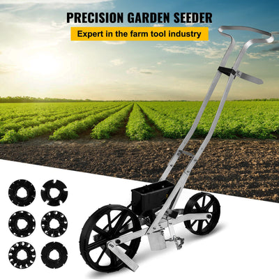 Premium Garden Seeder Row Seed Planter W/ 6 Seed Plates Lawn Spreader - Avionnti