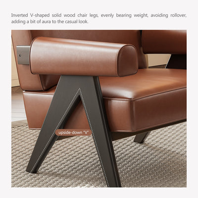 Premium Genuine Leather Chandigarh Armchair Sofa With Solid Wood Frame - Avionnti