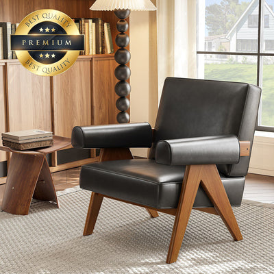 Premium Genuine Leather Chandigarh Armchair Sofa With Solid Wood Frame - Avionnti