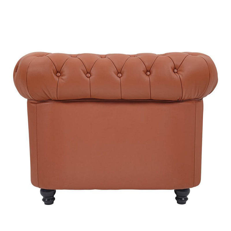 Premium Genuine Leather Chesterfield Single Sofa With Rolled Arm - Avionnti
