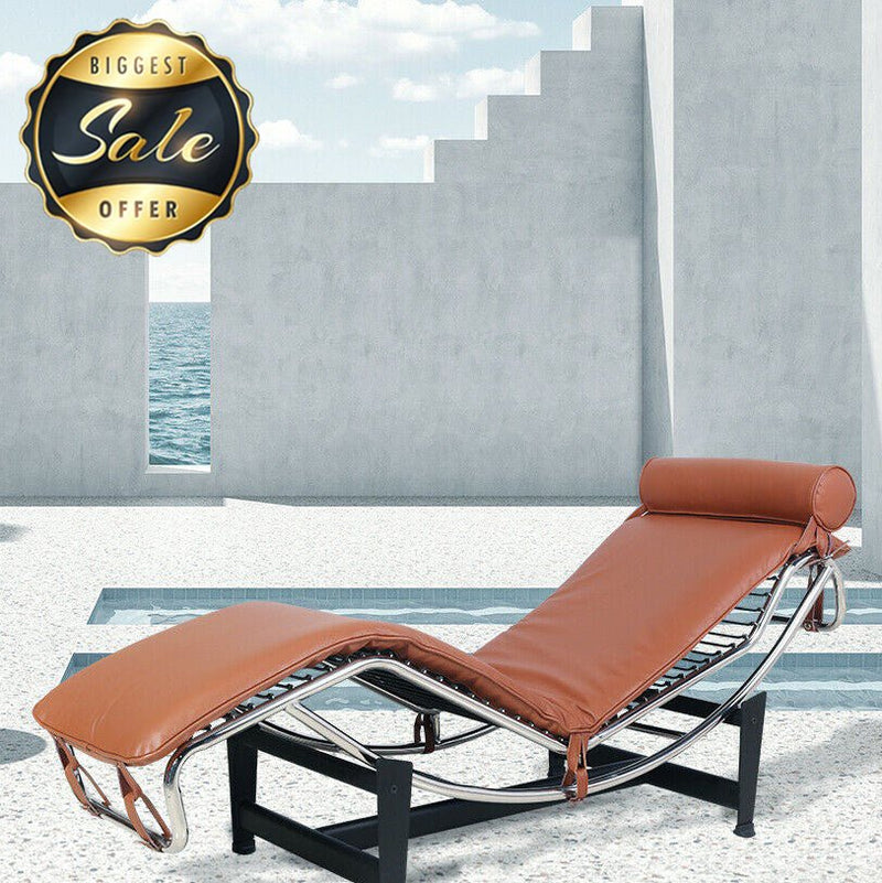 Premium Genuine Leather Ergonomic Chaise Lounge Chair With Steel Base - Avionnti