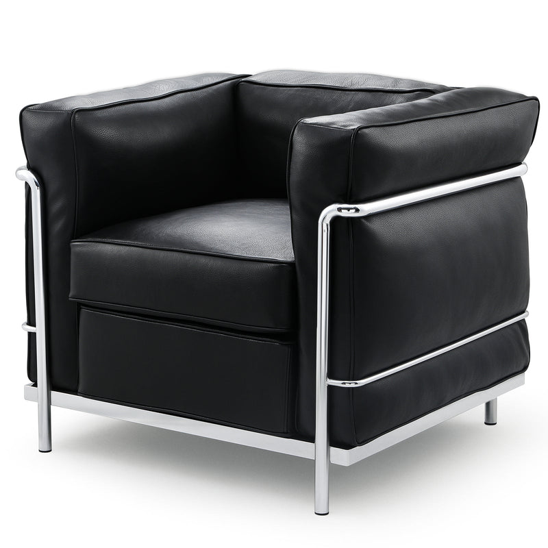 Premium Genuine Leather LC2 Armchair Sofa With Stainless Steel Frame - Avionnti