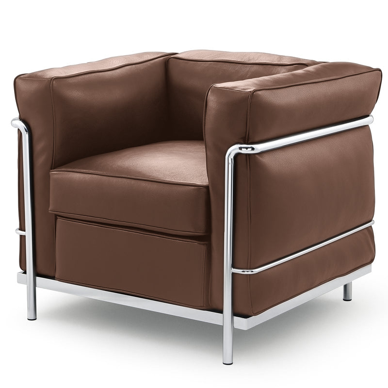Premium Genuine Leather LC2 Armchair Sofa With Stainless Steel Frame - Avionnti