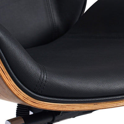 Premium Genuine Leather Office High Back Swivel Chair W/ Walnut Wood - Avionnti