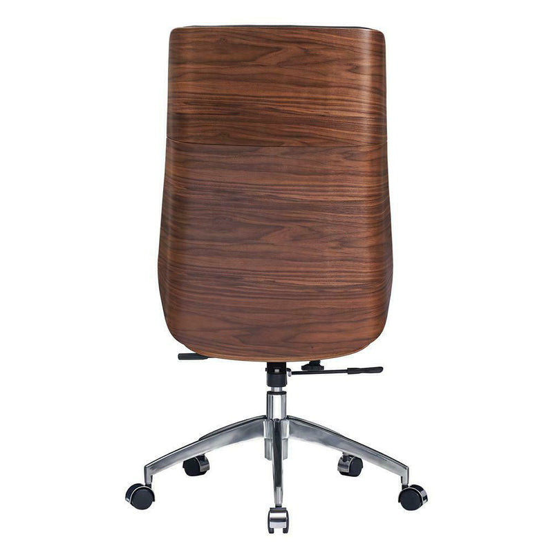 Premium Genuine Leather Office High Back Swivel Chair W/ Walnut Wood Best Office Chair