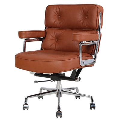 Premium Genuine Leather Office Lobby Swivel Ergonomic Armchair - Avionnti