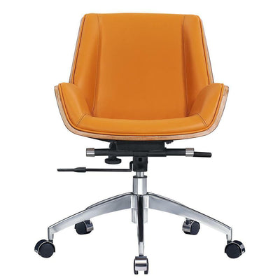 Premium Genuine Leather Office Low Back Swivel Chair With Plywood - Avionnti