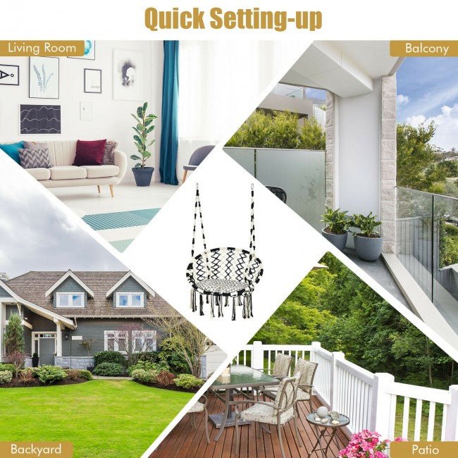 Premium Hanging Hammock Macrame Swing Chair For Indoor Outdoor - Avionnti