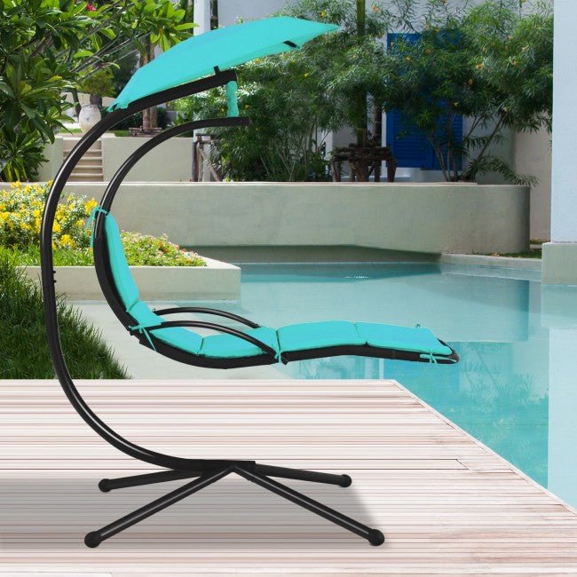 Premium Hanging Patio Chair Stand Chaise Lounge Swing Chair W/ Canopy - Avionnti
